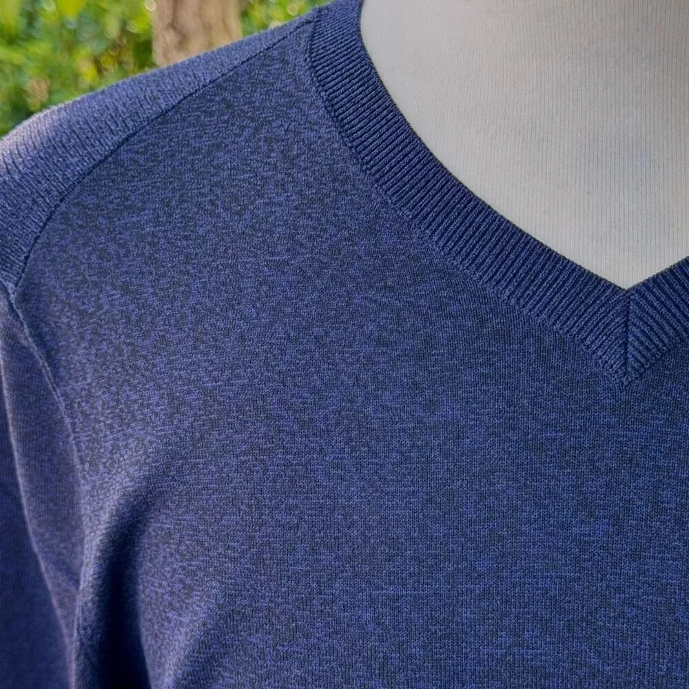 Ministry of Supply Atlas V Neck Sweater. Navy Blue Melange. Size Medium.